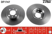 2X TRW Bremsscheibe DF1747 FüR Bravo Fiat Tipo Punto Tempra Dedra Ypsilon Brava