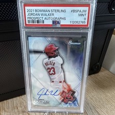 Bowman 2021 Sterling Jordan Walker Rookie Autograph #BSPA-JW PSA 9 Cardinals MLB