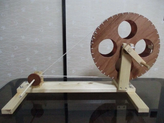 Tabletop Spinning Machine Wooden Rotation Ratio 1:28 Handmade F/S Made in Japan - Image 3 of 4