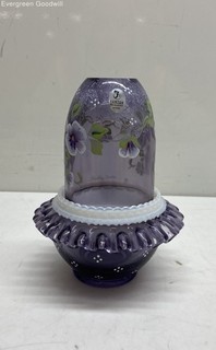 Vintage Fenton Pansy Purple glass fairy lamp