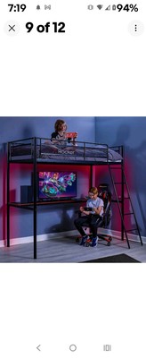 X Rocker 2112601 Video Gaming Loft Bunk Bed, Durable Black Metal Frame ...