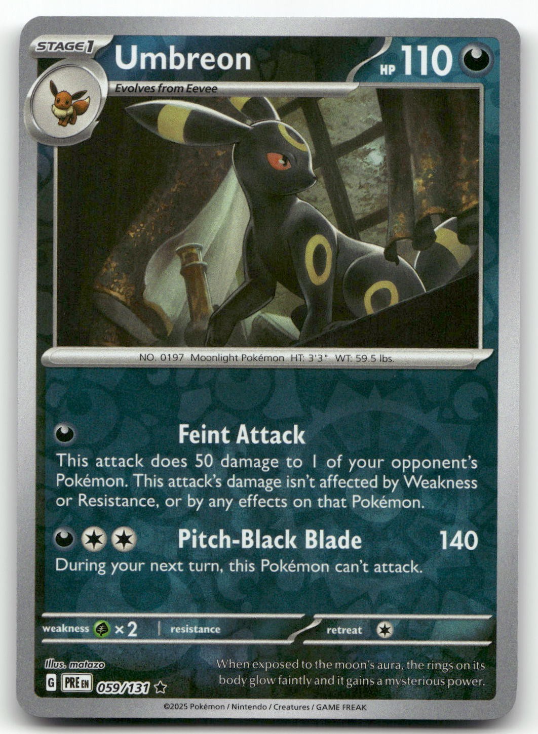 Umbreon #59/131 (Reverse Holo) (NM) SV: Prismatic Evolutions PRE Pokemon