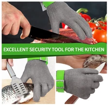 Level 9 Cut Resistant Wire Mesh Gloves for Meat Cutting Oyster Shucking Large
