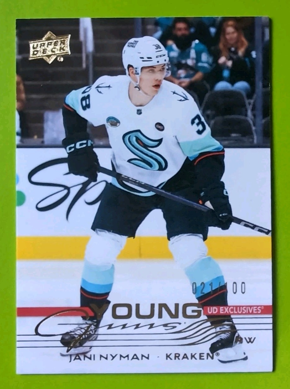 JANI NYMAN YOUNG GUNS EXCLUSIVES 2025-26 UPPER DECK 21/100 ROOKIE #209 KRAKEN RC