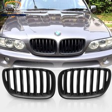 Matte Black Front Bumper Kidney Grille Grill For 2004 2005 2006 Bmw E53 X5 3.0i
