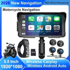 Motorcycle Wireless Carplay Screen 5.5" Android Auto Dash Cam TPMS Waterproof BT