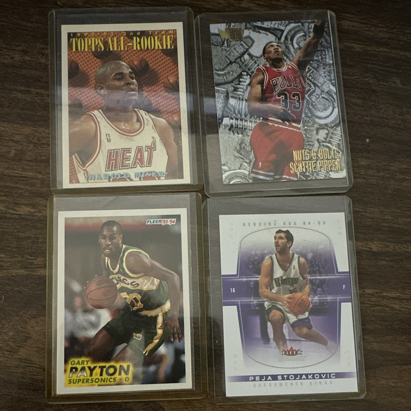 Topps 1992-93 NBA Basketball 4-Card Lot Miner/Pippen/Payton/Stojakovic 1993