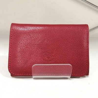 IL BISONTE Red Leather Card Case Slim Wallet Gift Viability