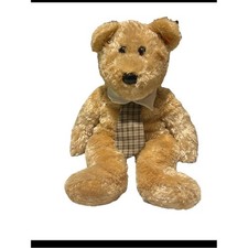 Ty Beanie Buddies Dad-e Bear Unisex Medium Tan Excellent Plaid Tie Plush Toy