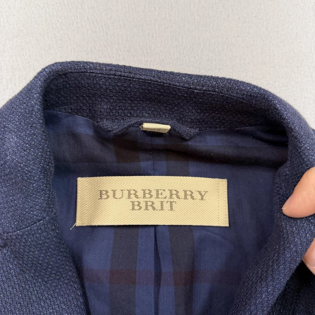 Blazer Burberry Brit para mujer 6 azul lino algodón forrado chaqueta ropa de trabajo a medida