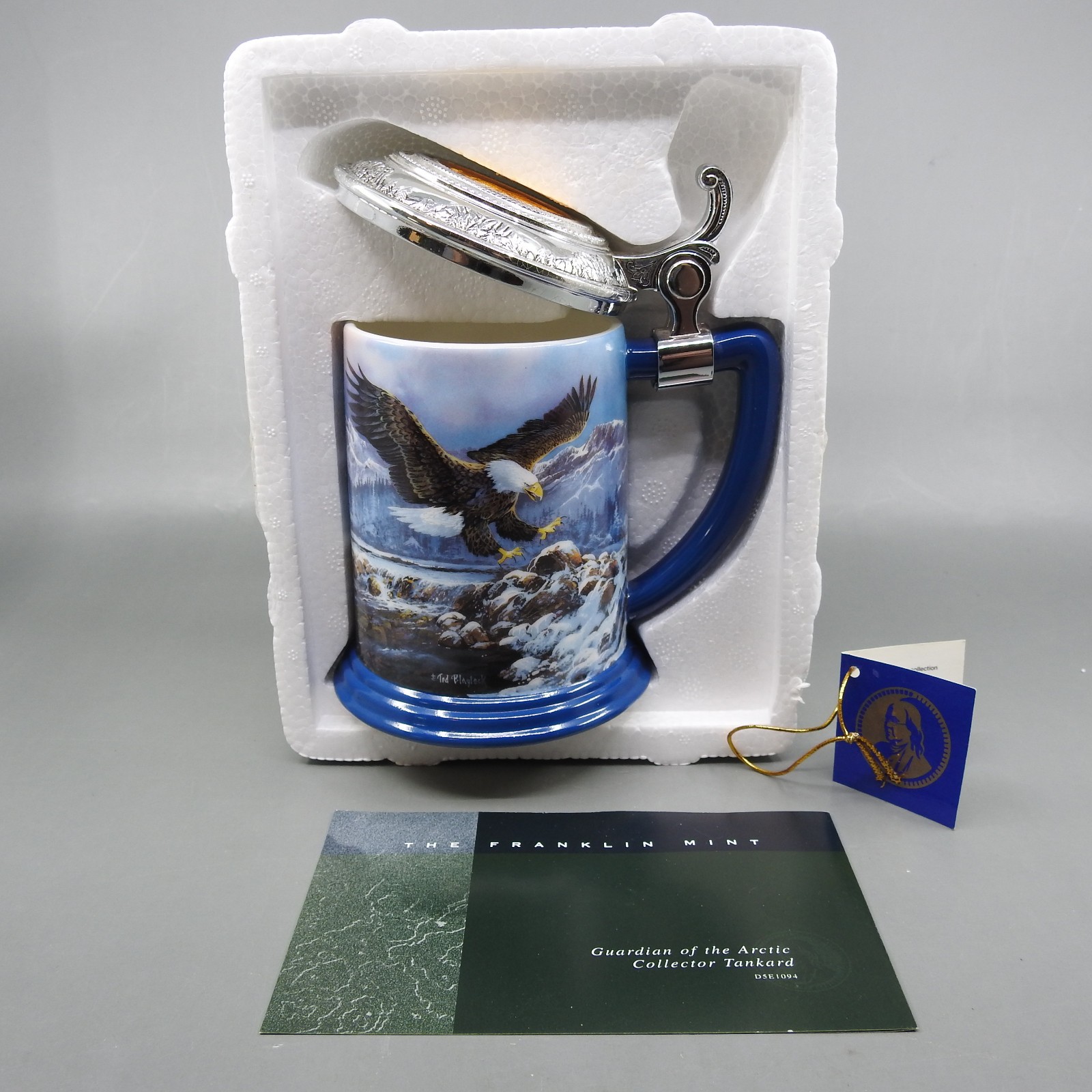 Franklin Mint Guardian of the Arctic Eagle Tankard Stein Ted Blaylock w/ COA Tag