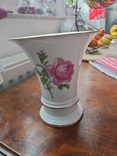 Elegante Fürstenberg Vase - Rote Rose - Goldrand - 13 cm