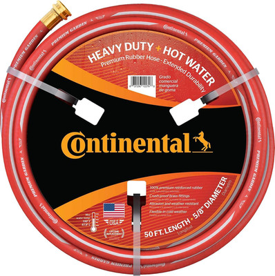 Continental Premium Garden Red Heavy Duty Hot Water Garden Hose, 5/8In inside Di