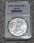 2015 AMERICAN EAGLE, BU COIN, .999 FINE 1 oz SILVER ASE Uncirculated