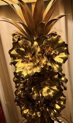 LUCIENNE MONIQUE, HOLLYWOOD REGENCY,Große Messing Tischlampe/Fuss,Blumen 