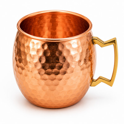 100% Handmade 16oz Solid Copper Mule Mug   Barrel Shaped Mug with Brass Handle