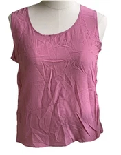 NWT Diane Gilman 100% Silk Camisole Tank Top Large Pink Round Neck NEW Blouse