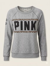 Victoria s Secret PINK Crewneck Sweatshirt In Heather Grey Colorblock Medium