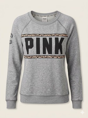 Victoria s Secret PINK Crewneck Sweatshirt In Heather Grey Colorblock Medium