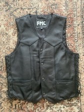 First Manufacturing Co Men's Carbine Cowhide Leather Black Side Lace Vest Size S