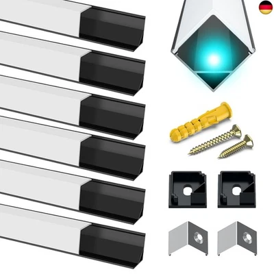 CHESBUNG LED Aluminium Profil Schwarz, 6X1m U Form Leisten Kanäle, Leiste Schiene Mit