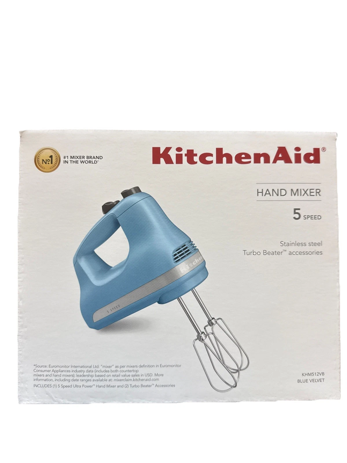 KitchenAid 5-Speed Ultra Power Hand Mixer - KHM512, Velvet Blue New In Box
Opens in a new window or