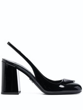 PRADA Black Patent Leather 90mm Slingback Pumps Size 38.5/US 8.5