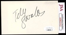 Telly Savalas JSA Coa Signed 3x5 Index Card Autograph Telly Savalas JSA Coa Signed 3x5 Index Card Autograph