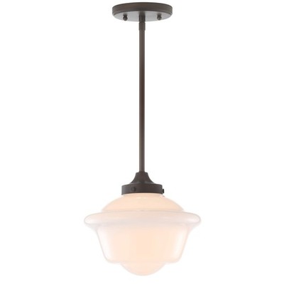 9.5'' Oil Rubbed Bronze Modern Schoolhouse LED Pendant Light Fixture, Adjustab...