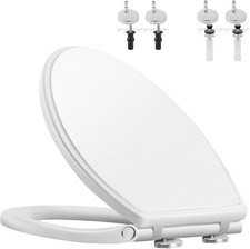 Premium Elongated Toilet Seat with Cover Oval Quiet Close, One-Click to Quick R