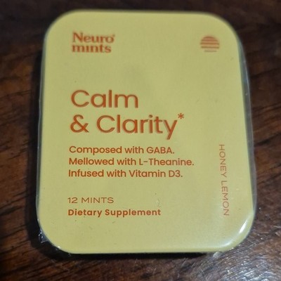 Neuro mints Calm & Clarity Honey Lemon 12 Mint Supplement GABA L-Theanine D3