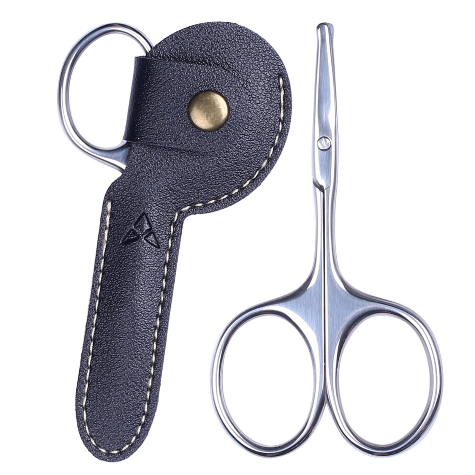 3.75" Nose Hair Scissors, round Tip Small Facial Mustache Scissors for Men'S Tri