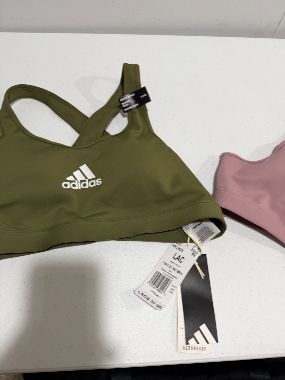 2x Adidas PWR MS Sports Bra Clear Pink Women's Medium Support 4B thumbnail 5