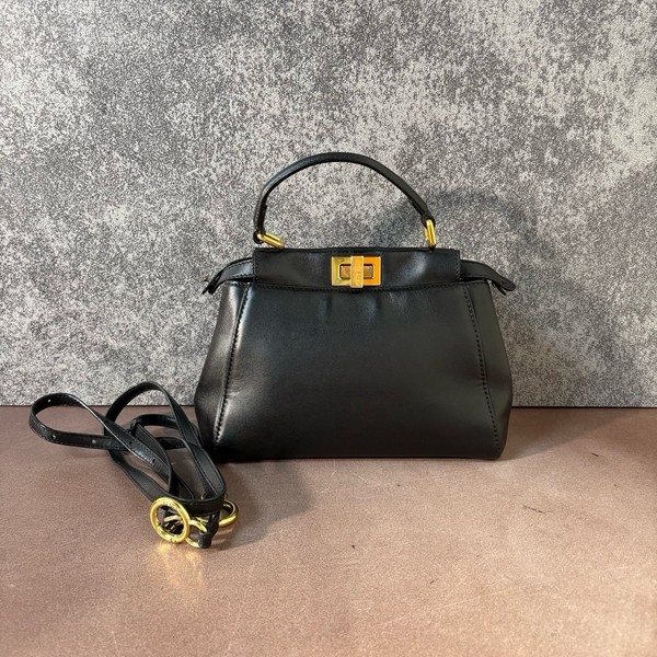 Authentic Pre-owned Fendi Peekaboo Medium Black Smooth Leather Handbag