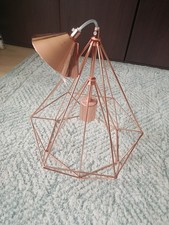 Modern Rose Gold Geometric Pendant Light Shade Metal Diamond Basket Ceiling Lamp