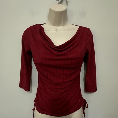 Vintage A Byer Top Womens Red Small Fitted Cowl Neck Retro Y2K Whimsigoth Grunge