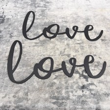 Lot of 2 Black Metal Script Love Signs Cursive Wall Decor New Without Tags