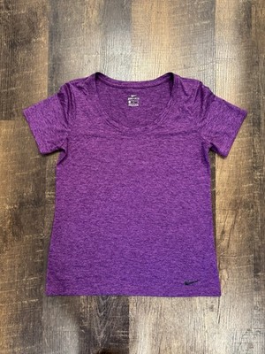 Nike Dri-FIT Women's Purple Heathered Scoop Neck Stretch Pullover Tee S