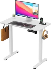 Small Standing Table, 35" ×20" Electric White Standing Desk, Height Adjustable C