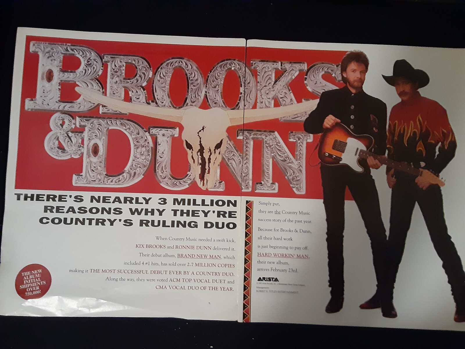 Brooks And Dunn Hard Workin' Man Rare Original Promo Poster Ad Framed