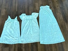 Vintage Womens Nightgown Medium Lot of 3 Lace Trim Sleeveless Light Blue Nylon