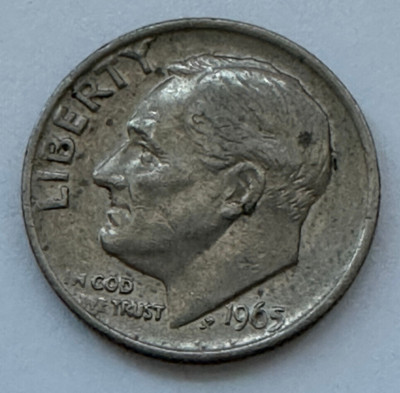 1965 Franklin Dime No Mint Mark Distorted letters/numbers