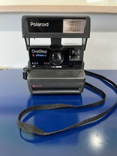 Polaroid One Step Close Up Instant Camera Flash Black Strap Vtg 80s 90s WORKS