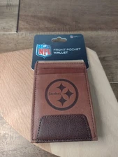 Pittsburgh Steelers Men's Leather Wallet - Brown Front Pocket Wallet - NFL