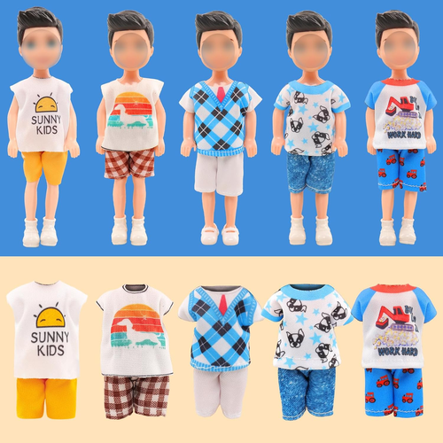 Miunana 22 PCS 5.3 Inch Boy Doll Clothes for 6 Inch Boy Doll Top and Pants Handm - Picture 5 of 12