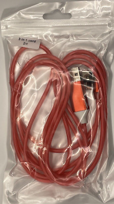 Flow Luminous USB Charging Cable For iPhone 14 13 12 11 3 IN 1 Magnetic Red