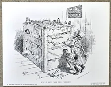 11x14 SPANISH AMERICAN WAR UNCLE SAM CARTOON by CHARLES NELAN (NEW YORK HERALD)
