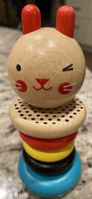 PETIT COLLAGE - MODERN BUNNY WOODEN RATTLE