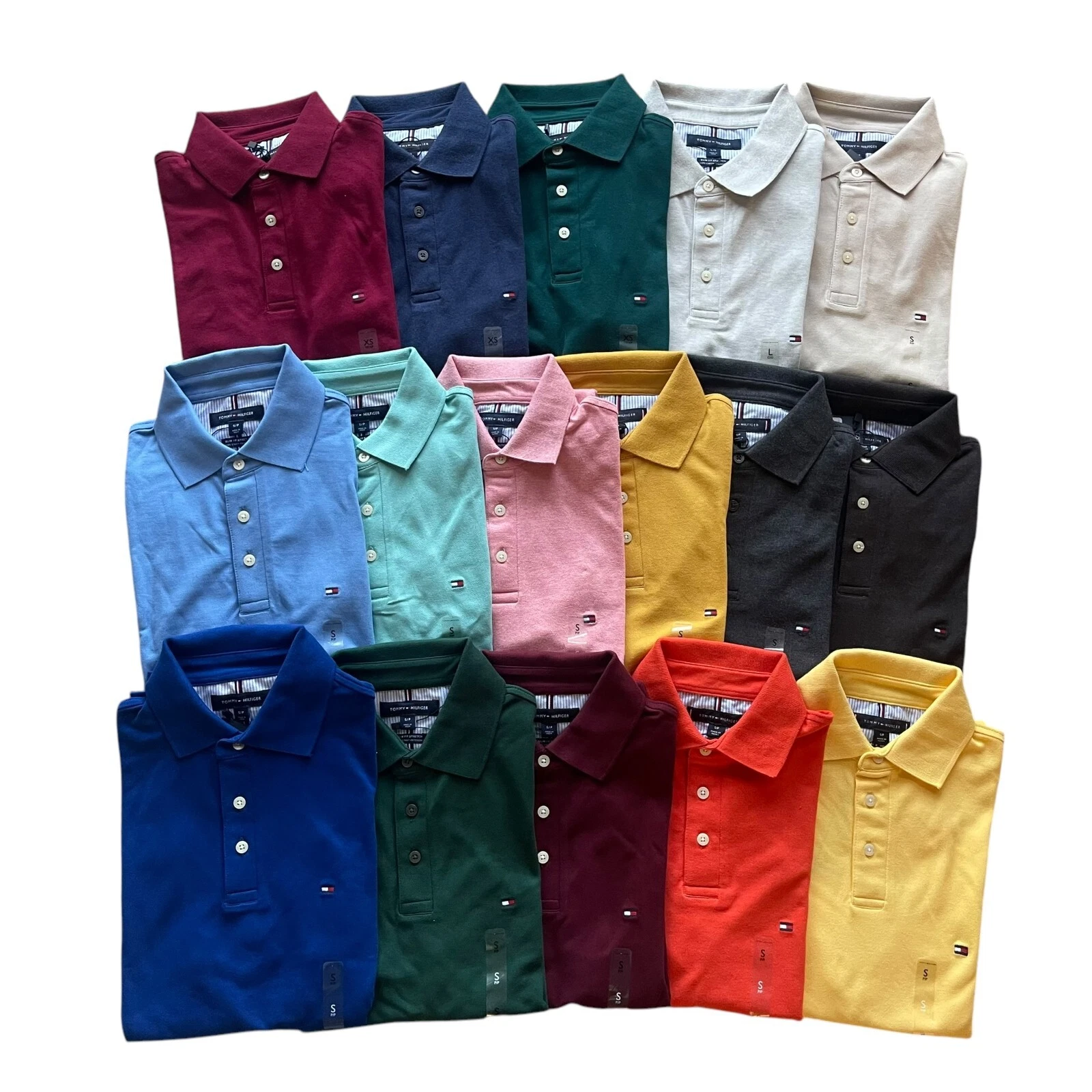 NWT Tommy Hilfiger Mens Slim Fit Classic Solid Stretch Mesh Polo Shirt 16 Colors