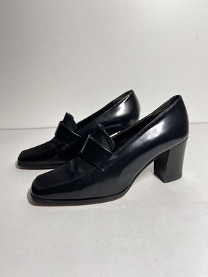 Un dimanche a Venise par Kalliste EUC Black Leather 2.75'' Heel Loafer Shoe 7 US